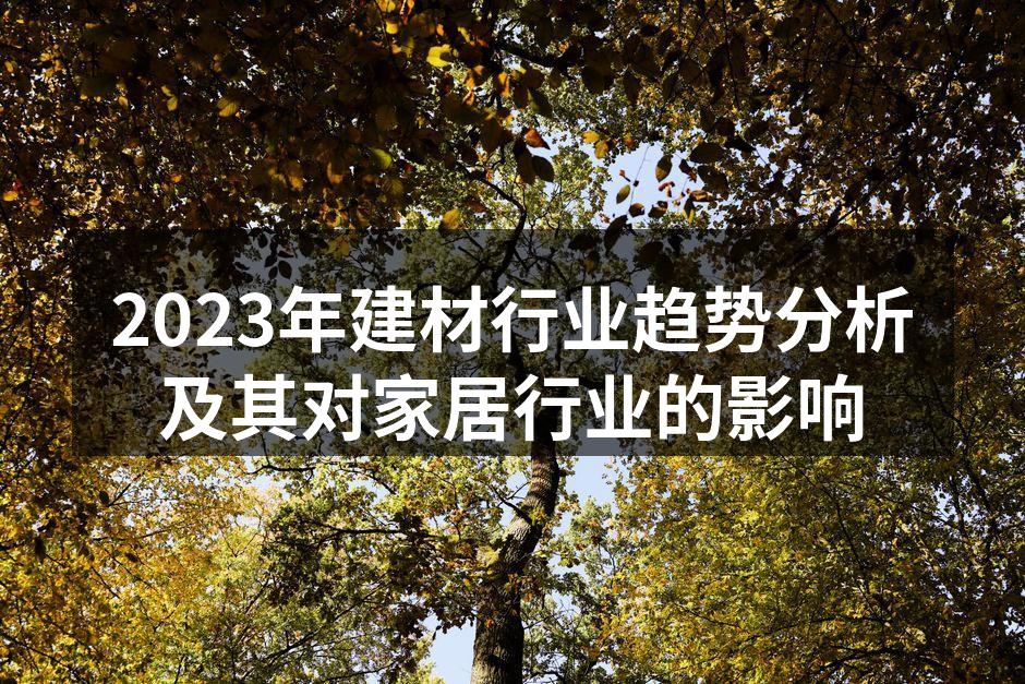 2023年建材行业趋势分析及其对家居行业的影响