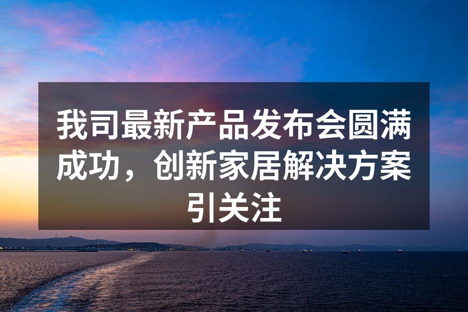 我司最新产品发布会圆满成功，创新家居解决方案引关注